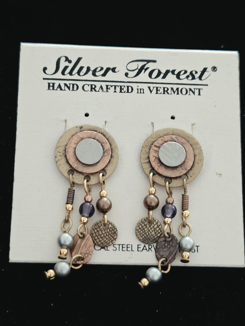 Silver Forest Handcrafted Mixed-Metal Dangle Earrings in Gold and Copper